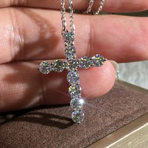 NEW 925 Sterling Silver Diamond Cross Necklace